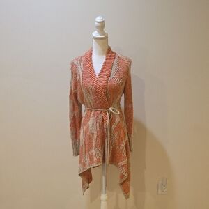 Women's Orange Knit Cardigan Sweater